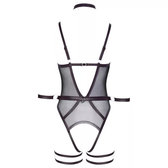 Cottelli Bondage - body deschis cu cătușe pentru mâini - negru - XL