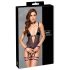 Cottelli Bondage - body deschis cu cătușe pentru brațe (negru) - XL
