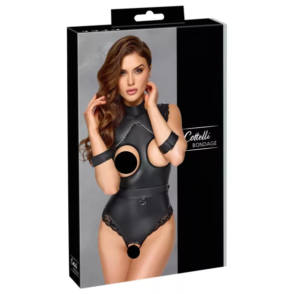 Cottelli Bondage - body deschis cu sâni goi - negru - M