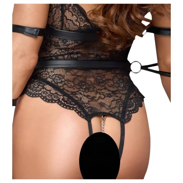 Cottelli Bondage - body dantelă deschis - negru