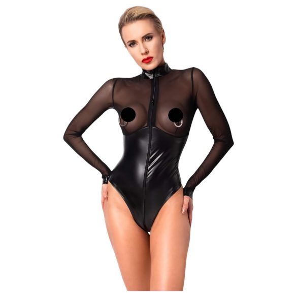 Noir - body lucios cu inserție transparentă - negru - XL