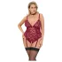 Cottelli Curves - body din dantelă cu lanțuri - roșu - 3XL