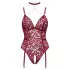 Cottelli Curves - body din dantelă cu lanțuri - roșu - 3XL