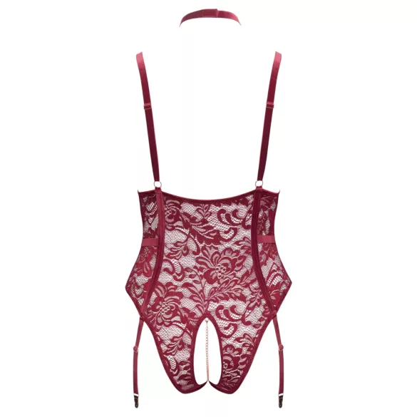 Cottelli Curves - body din dantelă cu lanțuri - roșu - 3XL
