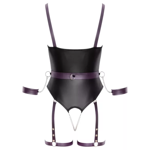 Cottelli - body deschis bondage cu cătușe - negru - L