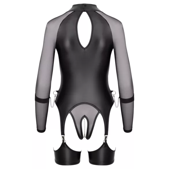 Cottelli Bondage - top transparent cu cătușe - negru - M