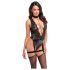 Noir Libido - body cu portjartier (negru) - M