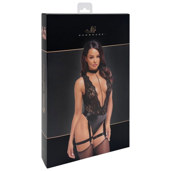 Noir Libido - body cu portjartier - negru - L