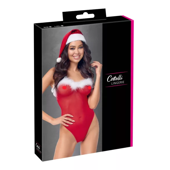 Cottelli - body sexy Crăciun - dantelă roșie
