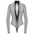 Noir - body transparent cu dantelă încrucișată (negru)
