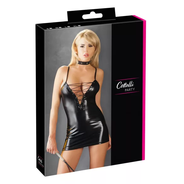 Cottelli - Rochie sexy scurtă cu șnur - negru lucios - M