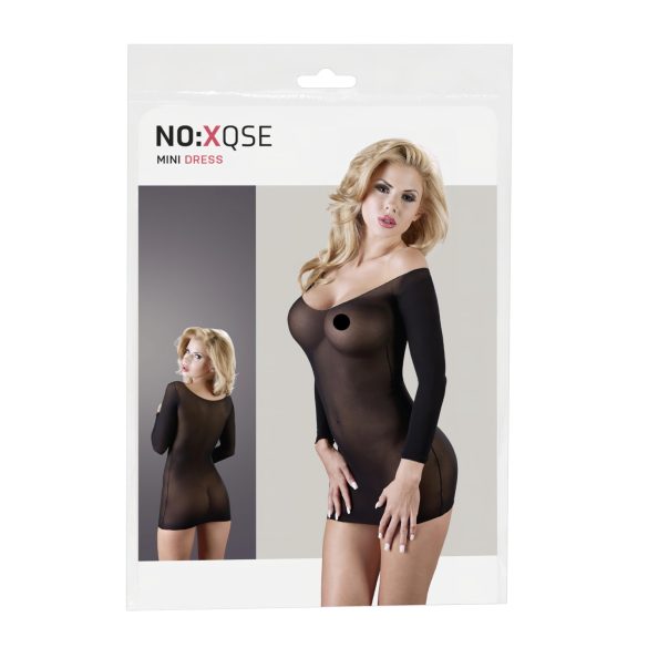 NO:XQSE - Catsuit transparent cu mâneci lungi - negru (S-L)