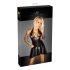 Noir - rochie stratificată, cu corsaj transparent și guler halter (neagră)