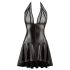 Noir - rochie stratificată, cu corsaj transparent și guler halter (neagră)