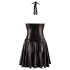Noir - rochie stratificată, cu corsaj transparent și guler halter (neagră)