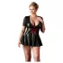 Cottelli Plus Size - rochie lucioasă cu corset roșu - negru - XXL