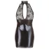 Cottelli - rochie mini cu dantelă lucioasă cu guler - negru