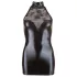 Cottelli - rochie mini cu dantelă lucioasă cu guler - negru - XL