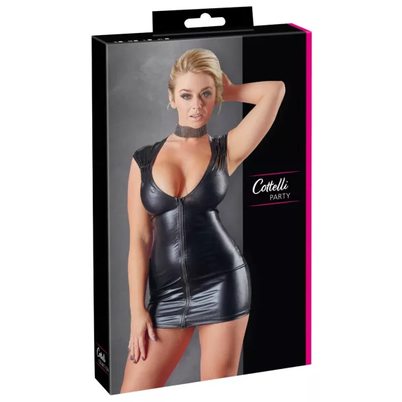 Cottelli - rochie mini fără mâneci - lucioasă - neagră - XL