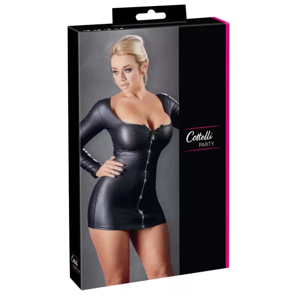 Cottelli - rochie sexy petrecere - cu fermoar cu strasuri - negru - L