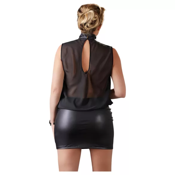 Cottelli Plus Size - rochie chiffon lucioasă - negru