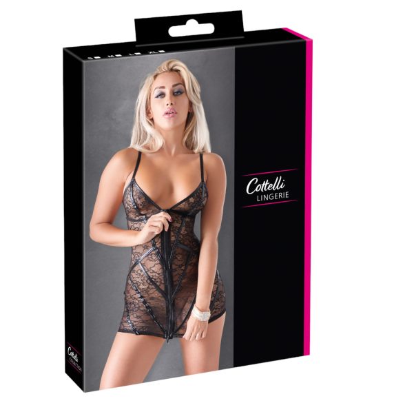 Cottelli - rochie dantelă cu dungi lucioase - negru