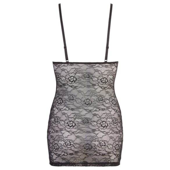 Cottelli - rochie dantelă cu dungi lucioase - negru - XL