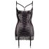 Abierta Fina - rochie neagră cu efect satinat și decolteu senzual - 85B/L