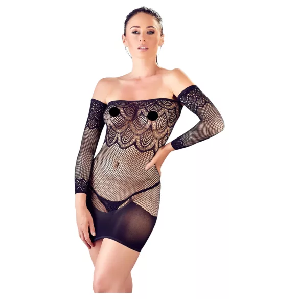 Mandy Mystery - rochie plasa cu detalii și chilot negru (S-L)
