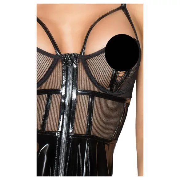 Noir - rochie latex cu inserții plasă - negru - M