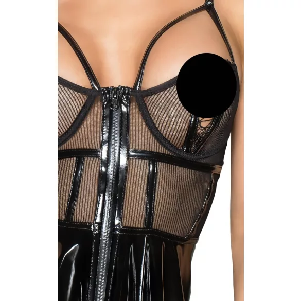 Noir - rochie latex cu inserții plasă - negru - L