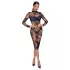 Noir - rochie neagră, transparentă, florală cu mâneci lungi