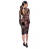 Noir - rochie neagră, transparentă, florală cu mâneci lungi