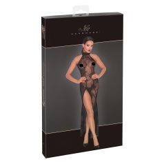 Noir - rochie lungă, transparentă, florală (negru)