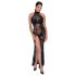 Noir - rochie lungă, transparentă, cu flori (neagră) - M