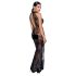 Noir - rochie lungă, transparentă, cu flori (neagră) - M