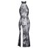Noir - rochie lungă, transparentă, cu flori (neagră) - M