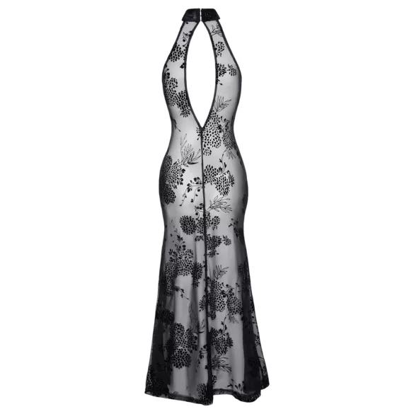 Noir - rochie lungă transparentă cu flori - negru - M