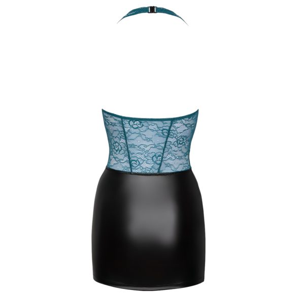 Cottelli - rochie sexy lucioasă cu dantelă și șnur - negru verde