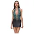 Cottelli - rochie lucioasă din dantelă cu șireturi (negru-verde) - M
