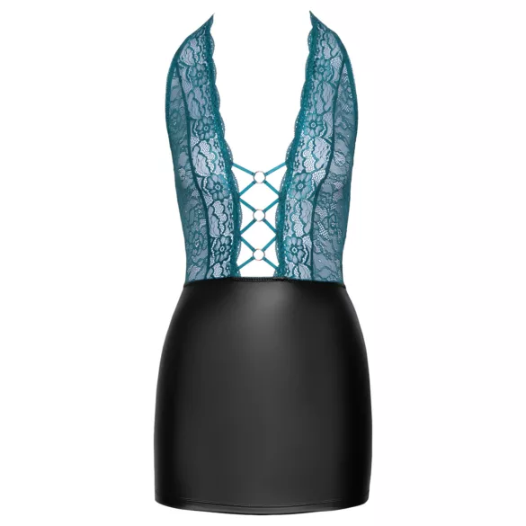 Cottelli - rochie lucioasă din dantelă cu șireturi (negru-verde) - L
