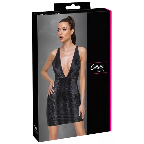 Cottelli Party - rochie cu model piele de șarpe (negru) - L