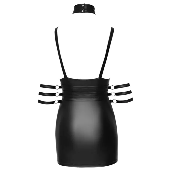 Cottelli Bondage - rochie mini lucioasă cu guler - negru - L