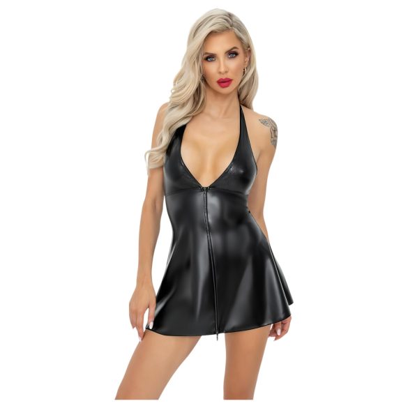Noir - rochie mini scurtă cu model piele de șarpe - negru