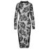 Noir - Rochie lungă cu mâneci, cu motiv trandafiri (negru)