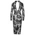 Noir - Rochie lungă cu mâneci, cu motiv trandafiri (negru)