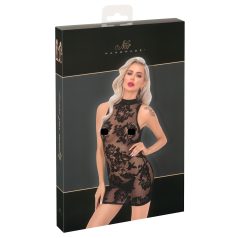   Noir - rochie mini fără mâneci cu motive de trandafiri (negru)