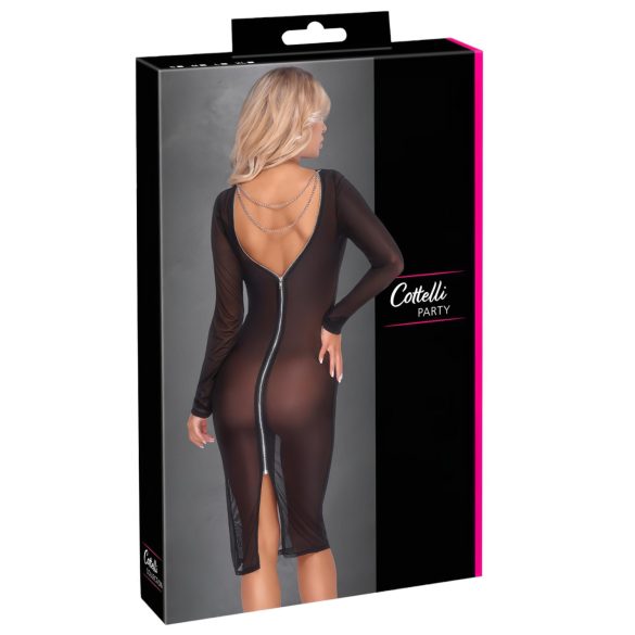 Cottelli Party - rochie transparentă cu fermoar - neagră - M