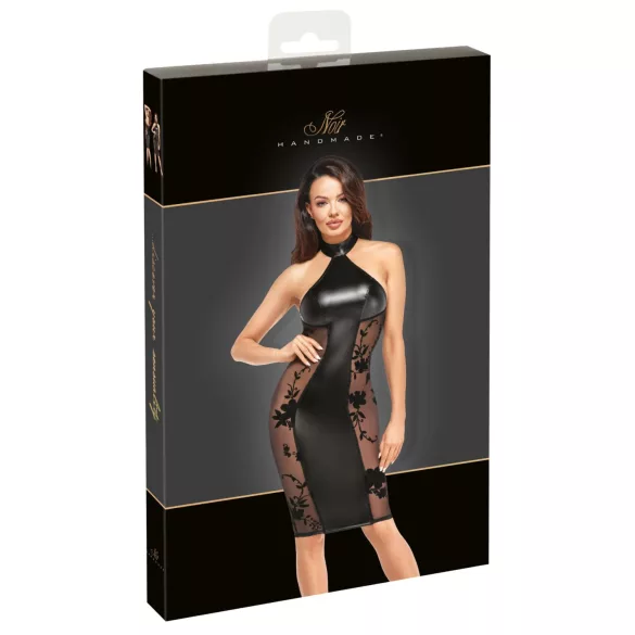 Noir - rochie cu guler lucios (negru) - L