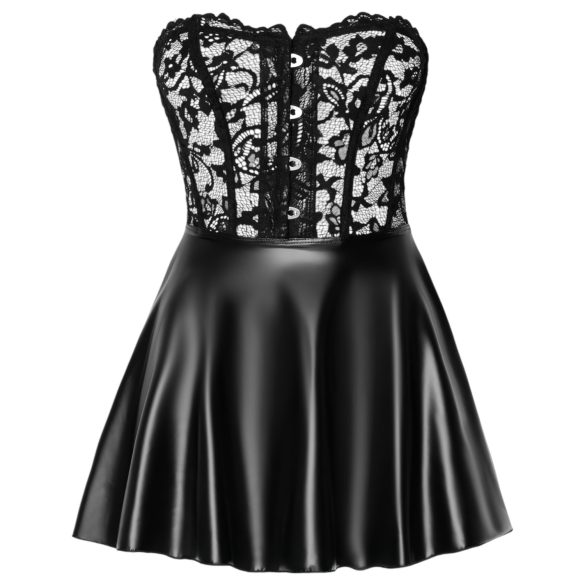 Noir - rochie mini lucioasă cu top din dantelă - negru